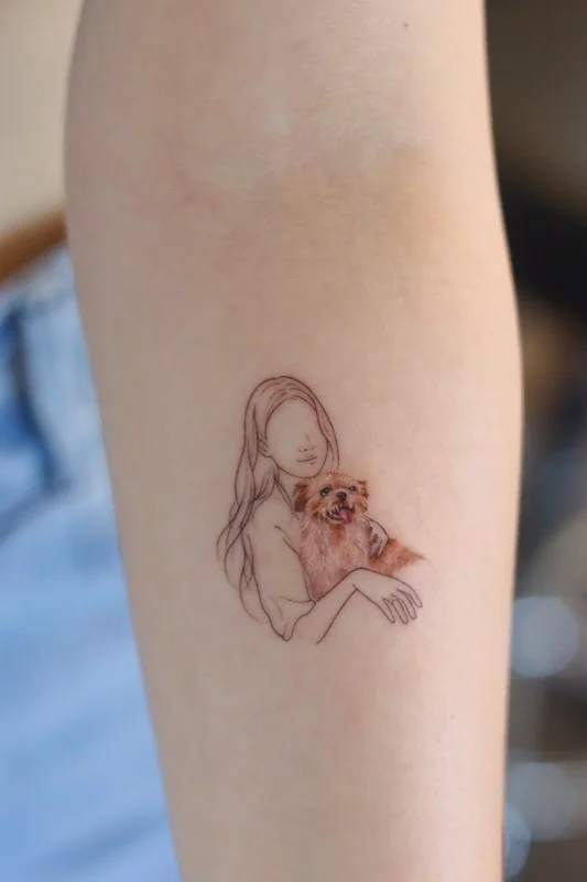 반려견과 손님의 모습을 함께 작업!