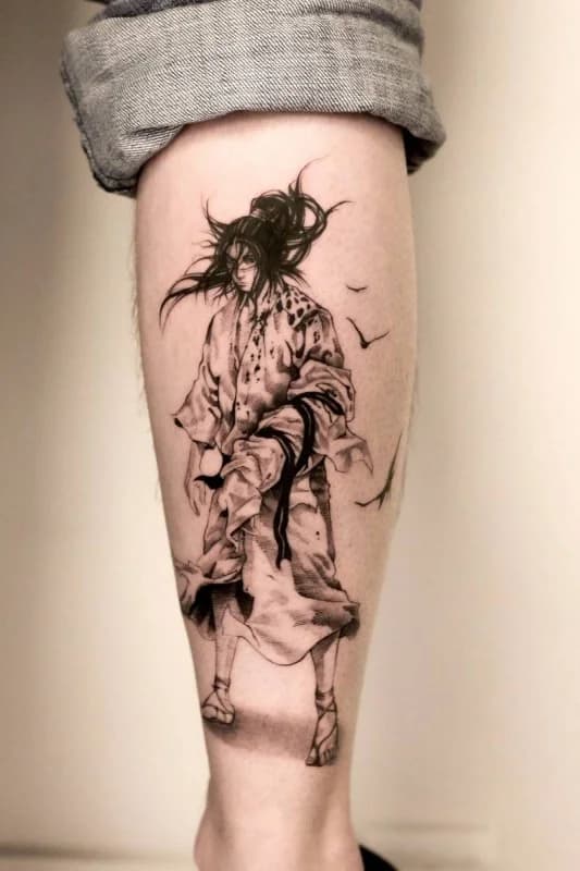 무사, 붓터치, 오리엔탈, 동양화