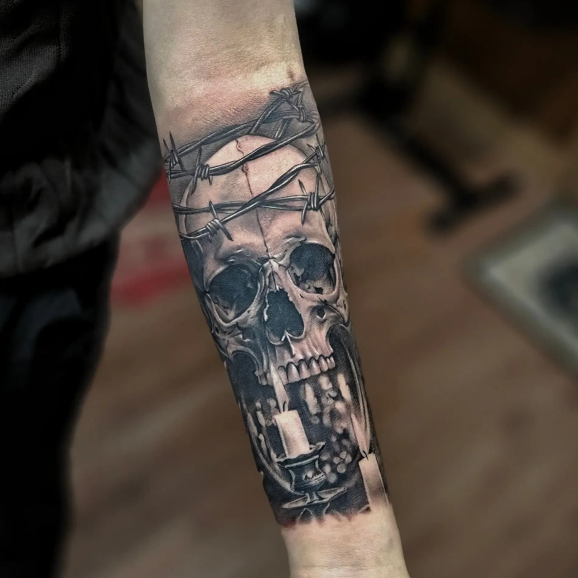 건대타투 해골 블랙앤그레이타투