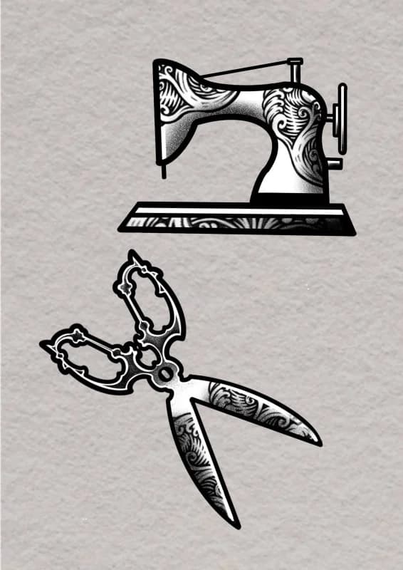 재봉틀 가위타투