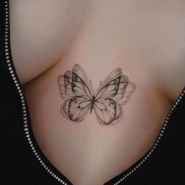 착시효과 나비타투 명치에 작업!